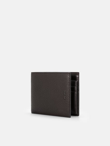 Tumbled Leather Bi-Fold Wallet with Insert, Espresso Brown Tumble